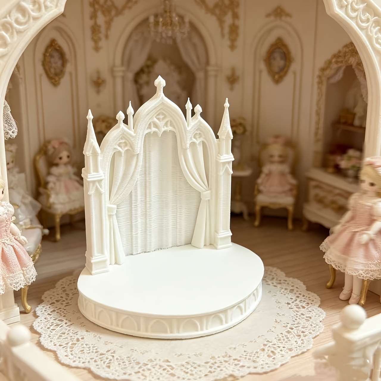 Vintage Collectible Dolls - Gothic Castle Diorama Platform DIY Miniature