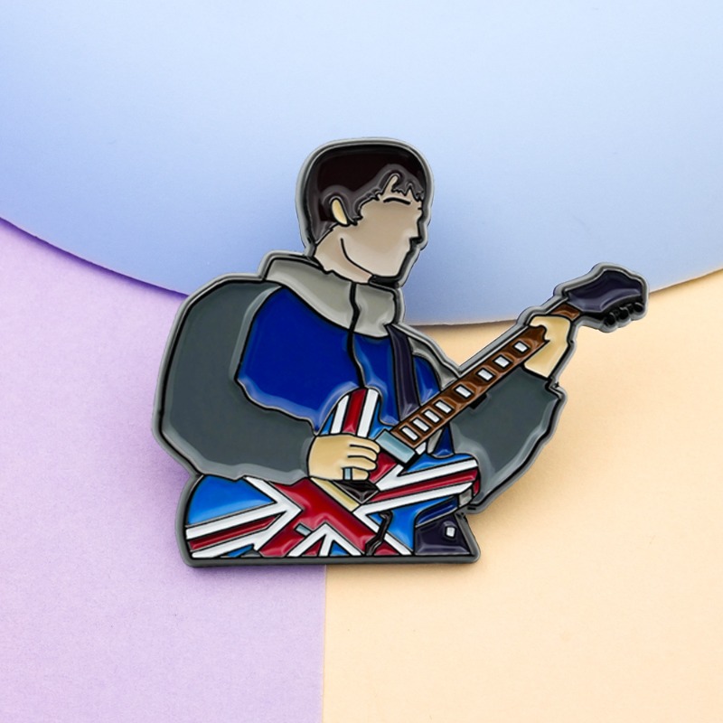 Collectible Vintage Brooches - Vintage British Rock Guitar Enamel Brooches