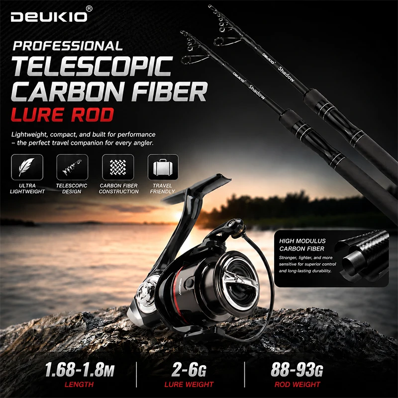 DEUKIO 1.68/1.8M Fishing Rod R - Developing Tank Reel recension och pris